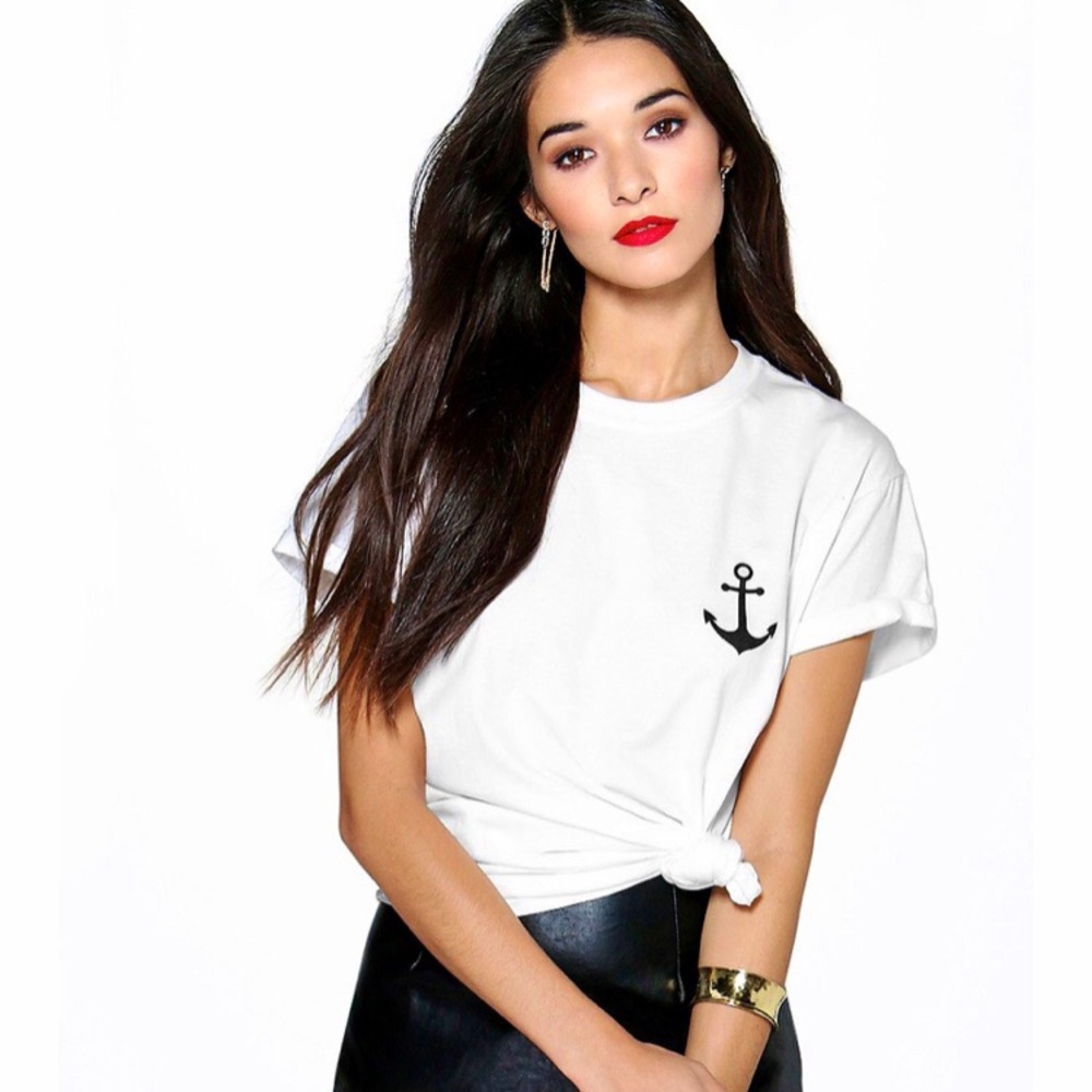 BooHoo Anchor Graphic T-Shirt in Navy Blue 🔵